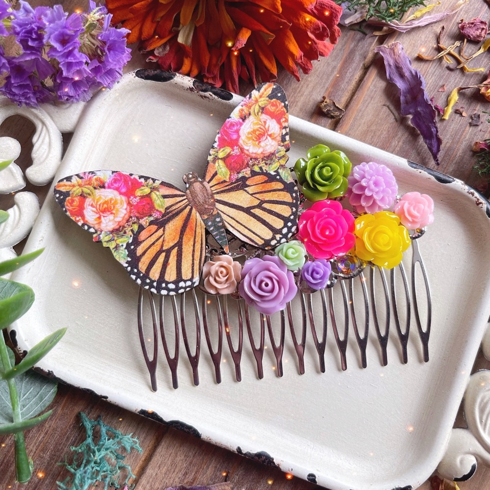 Floral Butterfly Hair Comb